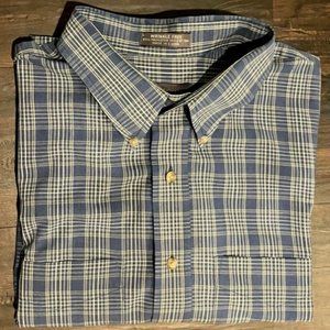 Van Heusen Mens Long Sleeve Shirt Wrinkle Free Blue, Size XL, 17 - 17 1/2